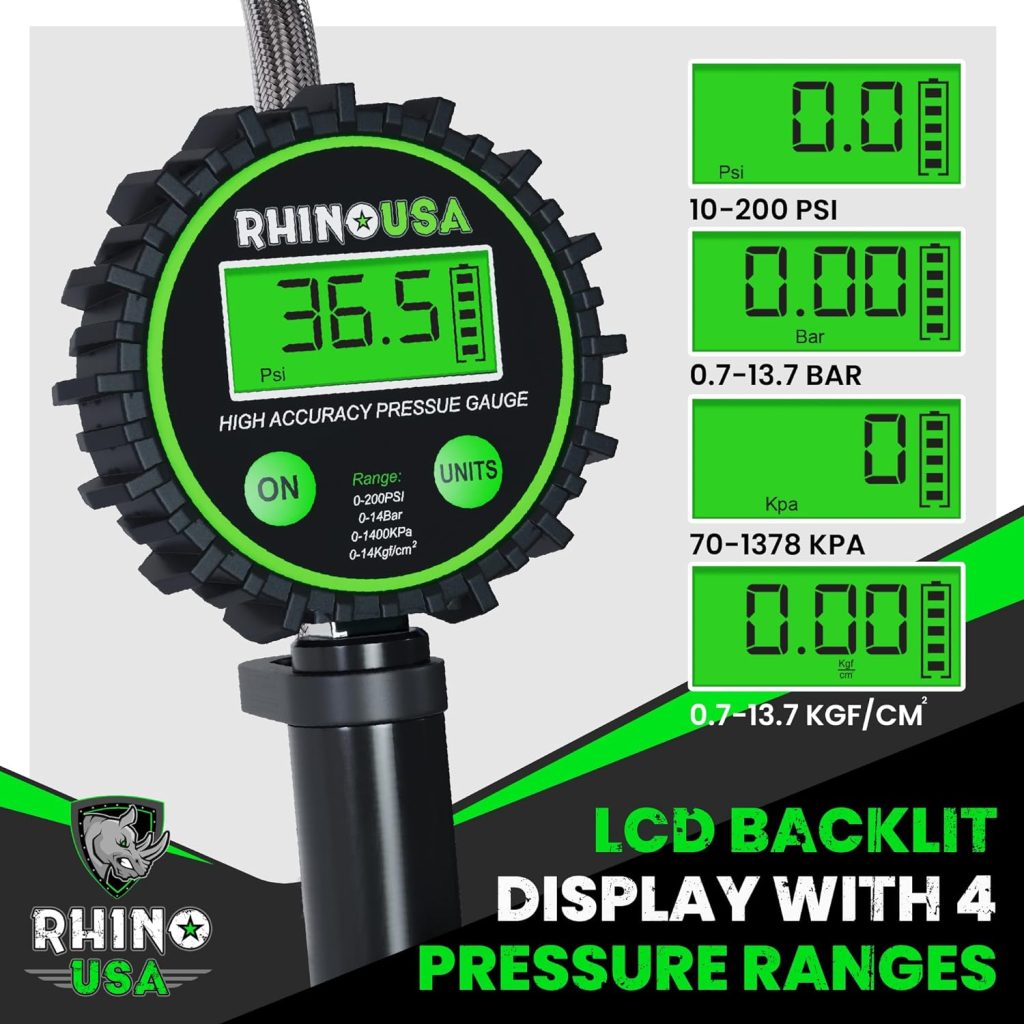 Rhino USA Tire Inflator Gauge