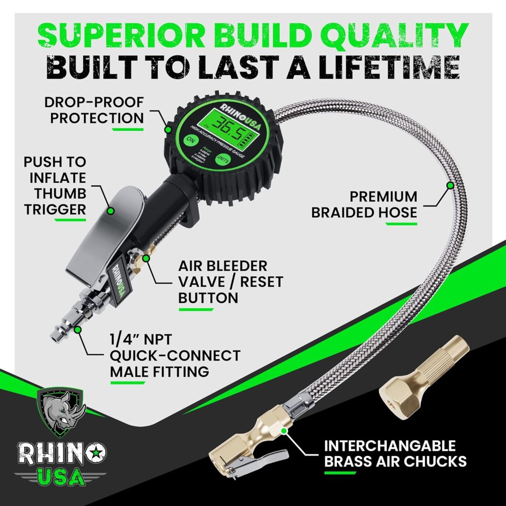 Rhino USA Tire Inflator Gauge