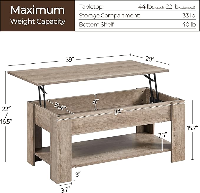 Yaheetech Lift Top Coffee Table